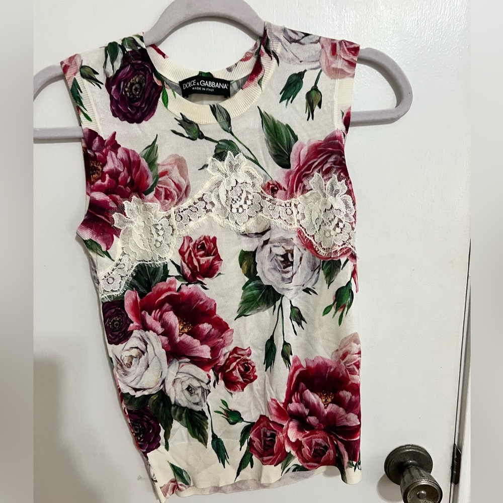 Dolce & Gabbana Floral Tank Top - Red, Green, and White